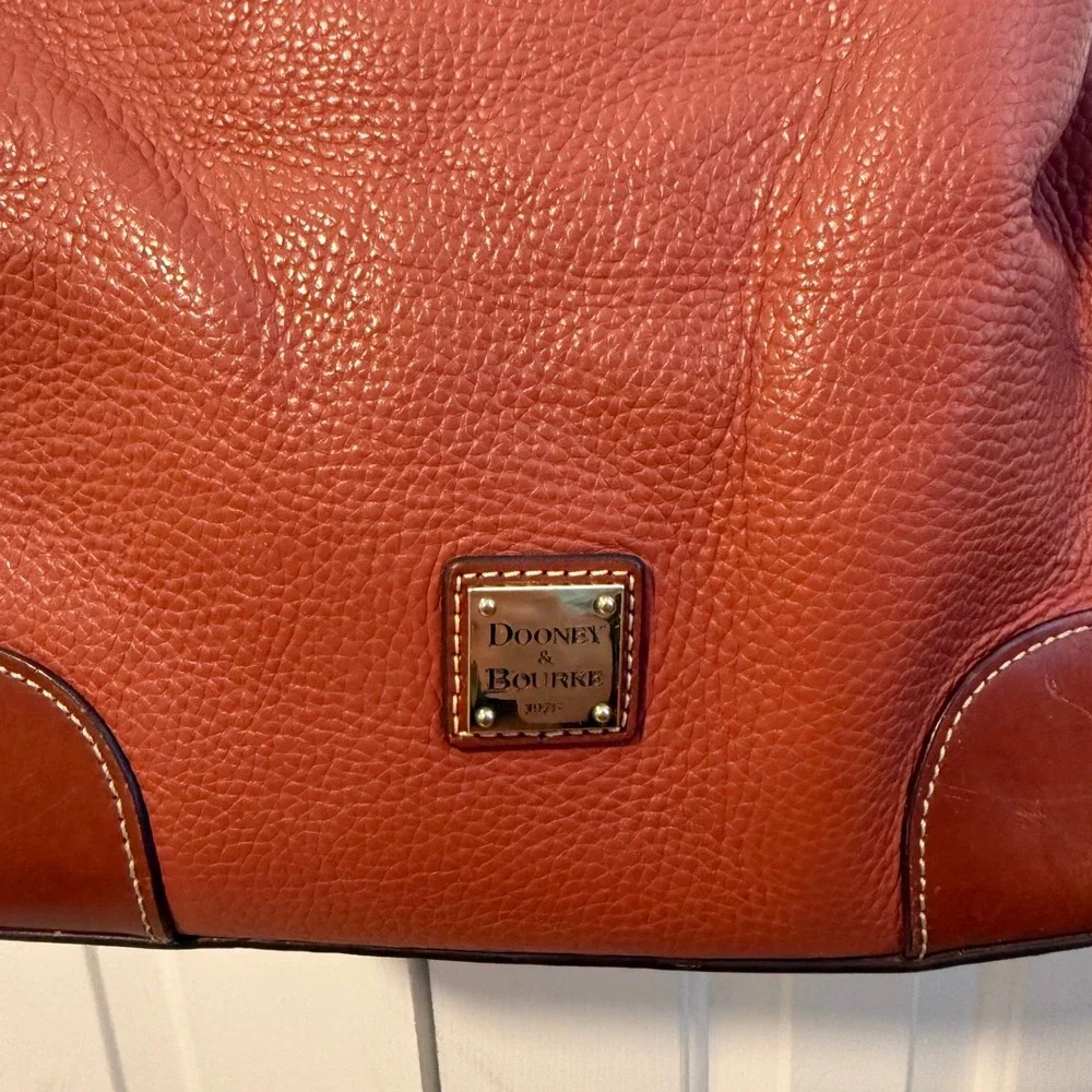 RARE Dooney Bourke Satchel Handbag Pebble Grain Leather Brenna Saddle Purse Bag